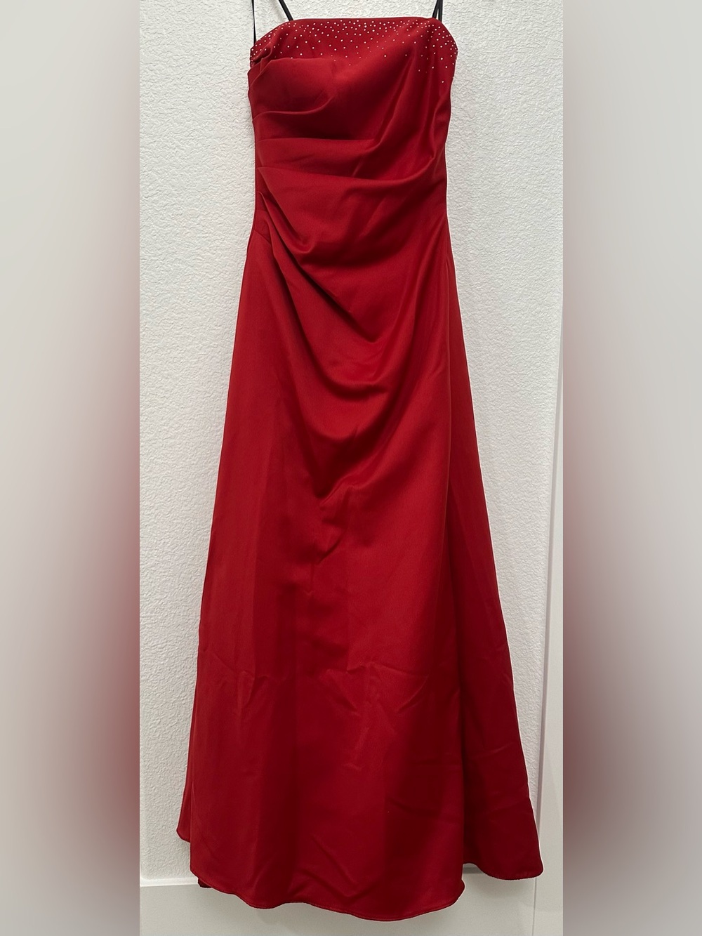Classic Red Satin A-Line Dress